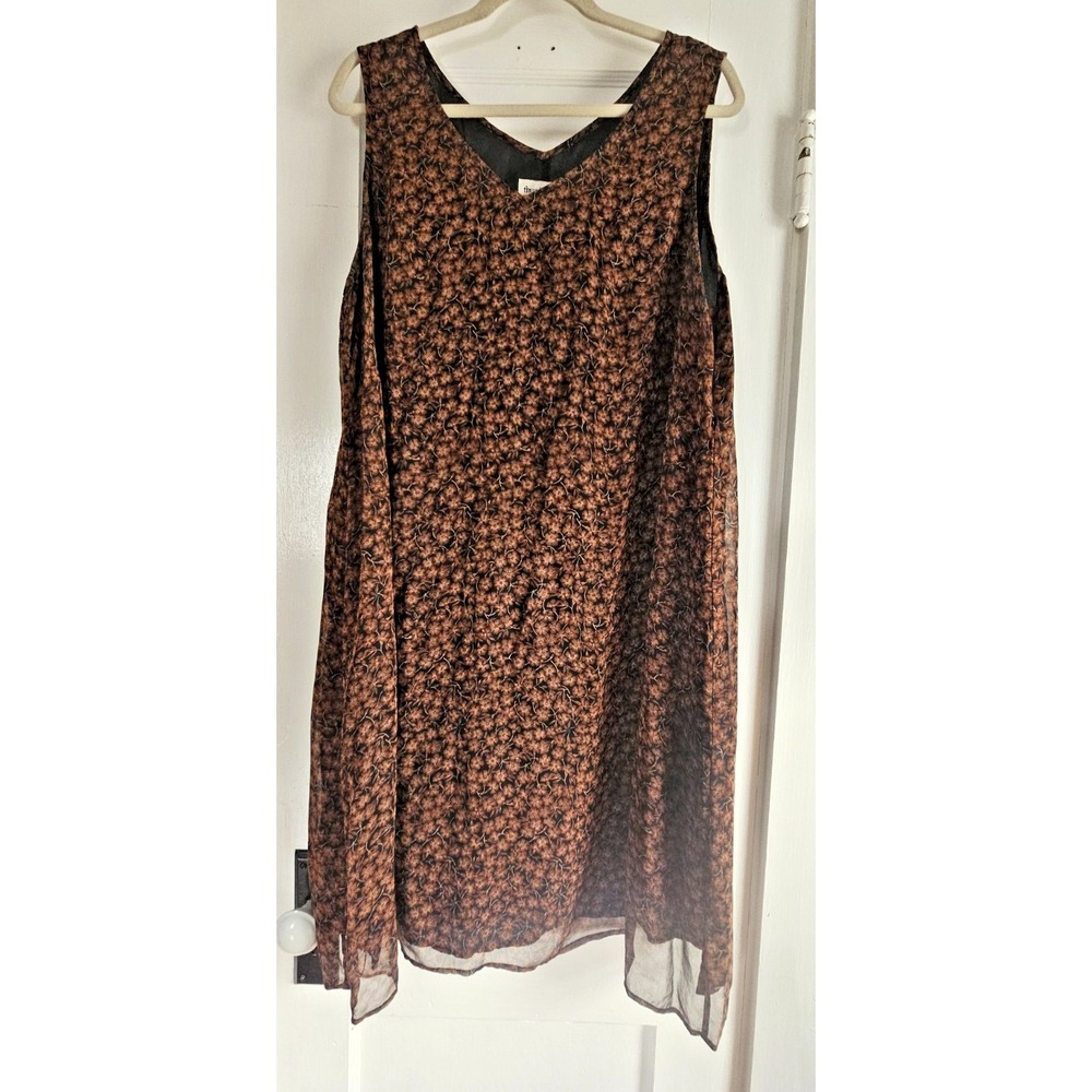 VTG  Amanda Lane 100% silk lining shell floral print sleeveless‎ midi dress 16W